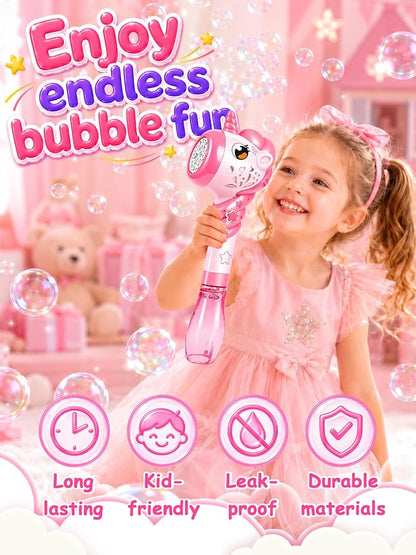 Unicorn Automatic Bubble Wand Solution for Toddler Kid Princess Toy Age 1 2 3 4 5 6 7 8 1yr Year Old Little Girl Gift Machine Outdoor Juegos Juguetes Burbujas Niñas Christmas Pink