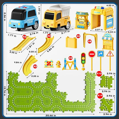 3-Tier Large Puzzle Race Car Track Set for Kids 3-5, Puzzle Tracks Car Play Set, Race Tracks Toys for Toddler Boys 3 4 5 6 Year Old, Birthday Gifts for Kids 3 4 5 6 7 8 Year Old Boys Girls