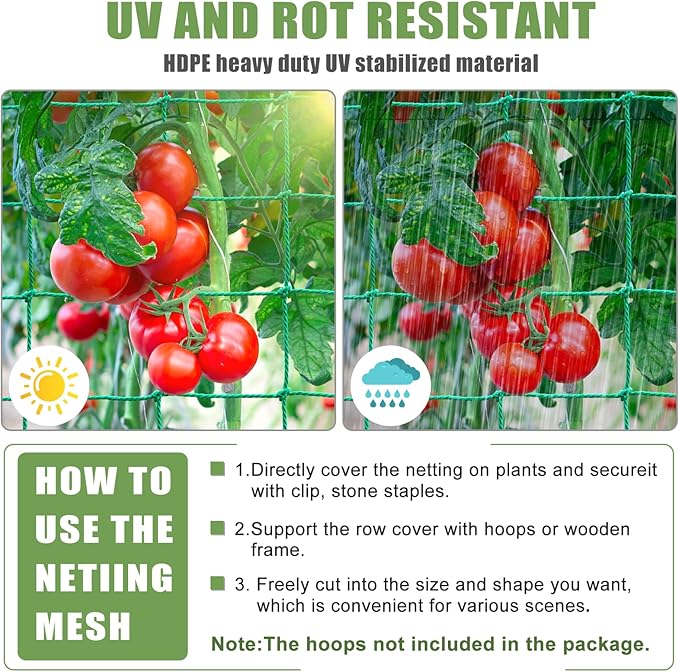Trellis Netting, Garden Trellis Netting for Climbing Plants, 16.5x6.6Ft Plant Netting for Cucumber, Tomato, 27 Strands Nylon & 4x4 Inch Mesh, Grow Net for Vines, Fruits, Vegetables, Grapes, Beans,Peas