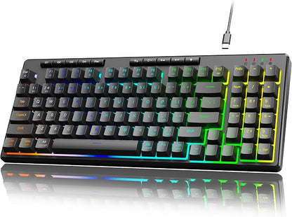 Redragon K517 Pro Wired Gaming Keyboard, RGB Backlit, Mechanical Feel 94 Keys Computer Keyboard with 4 Macro Keys, Number Pad, Anti-Ghosting, 4000mAh Battery for Win/MAC, PS4/5, Xbox
