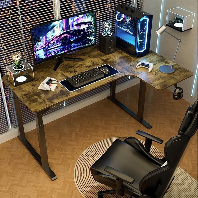Dripex L Shaped Standing Desk, 63" x 43" Electric Standing Desk Height Adjustable, Sit Stand Home Office Corner Desk, Dual Motor Corner Standing Desk with 4 Legs