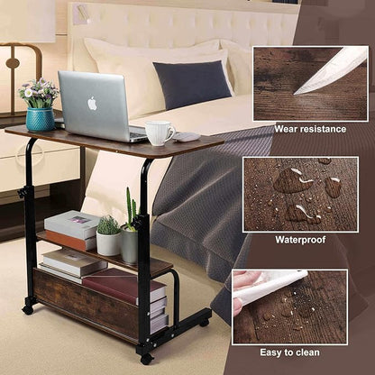 Portable Computer Desk Adjustable Home Office Desk Bedside Universal Movable Table Small Spaces Furniture Storage Convenient Desk Home Office Living Room Sofa Desk Size 15.7 * 31.5 Inch,Brownish