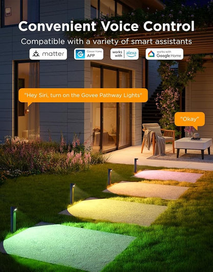 Govee Outdoor Pathway Lights 2 Lite, 4 Pack, 190 lumens, IP67 Waterproof | 16 Million Colors, 60+ Scene Modes, for Path, Landscape Lighting, Outdoor, Compatible with Alexa, Google Assistant, Matter