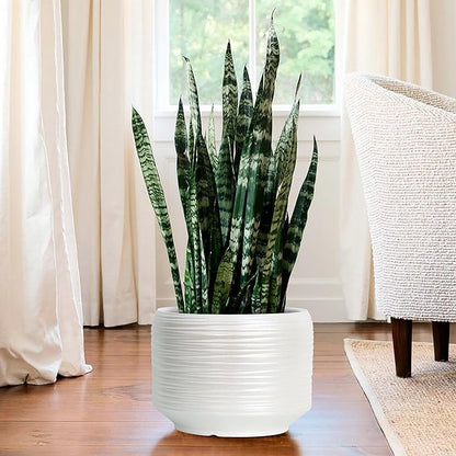 10 Inch Ceramic Plant Pot with Drainage – Large Flower Pot for Indoor Outdoor Plants, Modern Decorative Planter for Patio, Balcony, Garden, or Home Decor