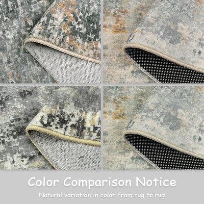 Lahome Modern Abstract Runner Rug - 2x8 Grey Hallway Long Bathroom Rugs with Rubber Backing, Kitchen Carpet Non Skid Indoor Floor Runners for Entryway Laundry Living Bedroom 2' x 8'
