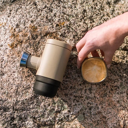 WACACO Minipresso NS2, Portable Espresso Machine, Compatible Original NS Capsules, Travel Coffee Maker, Manually Operated from Piston Action (Stone Beige)