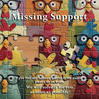 PICKFORU Funny Chicken Puzzles for Adults 1000 Piece, Animal Colorful Rooster Puzzle Patchwork Quilt, Impossible Hard Challenge Jigsaw Puzzle
