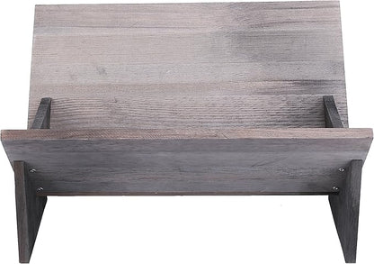 MyGift Rustic Barnwood Gray Desktop Bookcase with Tilted Design, Decorative Storage Organizer Display Bookshelf
