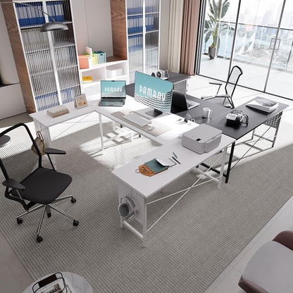 Pamray 71 Inch Large Gaming Desk with Power Outlets U Shaped Computer Desk | Spacious Workspace with USB Charging Ports & Pegboard & Headphone Hooks Suitable for PC Gaming Office Work Study and Writing