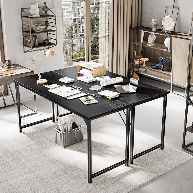 OLIXIS 63 Inch Computer Office Desk for Small Spaces, Writing Gaming Work Desk Modern Study Table with Storage Bag & Headphone Hook Home Bedroom, Black | Computer Writing Workstation, Strong Metal Frame, Small Spaces Home Bedroom Dorm, Black