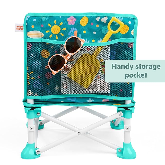 Bright Starts Disney Stitch Pop 'N Sit Portable Booster, Indoor/Outdoor Use, Floor Seat with Feeding Tray, Blue, 6 Mos - 3 Yrs