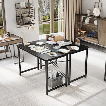 OLIXIS 44 Inch Computer Office Desk for Small Spaces, Writing Gaming Work Desk Modern Study Table with Metal Frame Home Bedroom, Black | Metal Frame, Writing Gaming Work, Home Bedroom, Easy Assembly, Sturdy Design, Black