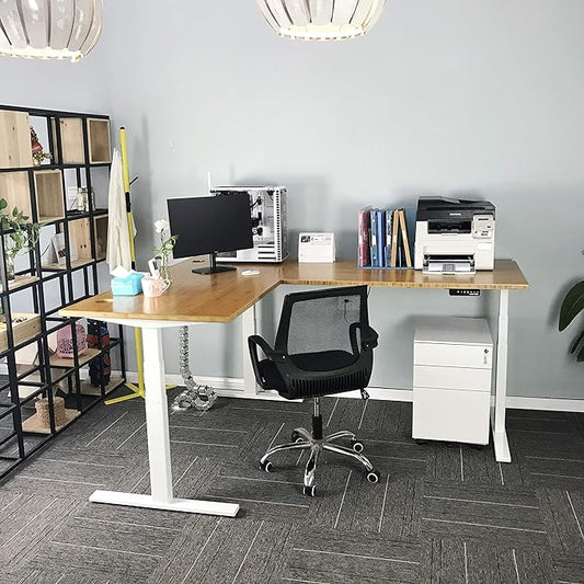 VWINDESK 60 x 30 x 1 Inch 100% Solid Bamboo Desk Table Top Only,for Standing Desk Home Office Desk with 60mm grommets(Right Angle)