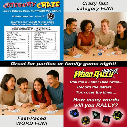 2-Pack – Category Craze and Word Rally Fast-paced, Family-Friendly Word-Fun Games!