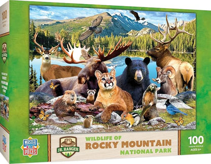 MasterPieces – 100 Piece Jigsaw Puzzle for Kid 6+ Years, Wildlife of Rocky Mountains National Park, Educational and Fun Game, Gift Idea for Children, 19" x 14"