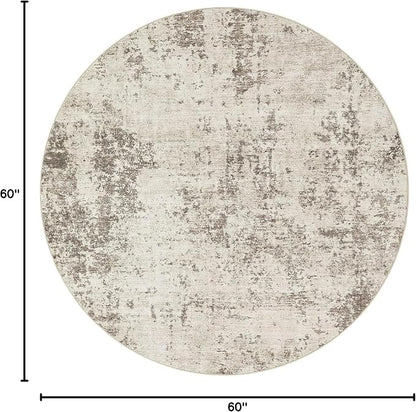 UERMEI 5ft Round Area Rug Living Room Rugs - 5x5 Washable Neutral Modern Abstract Soft Thin Rug Indoor Floor No Slip Rug Carpet for Bedroom Under Dining Table Home Office Decor - Dark Brown
