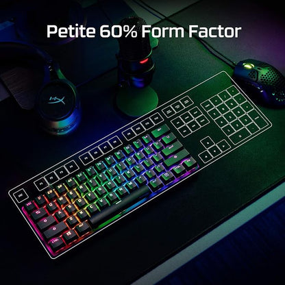 HyperX Alloy Origins 60 - Mechanical Gaming Keyboard, Ultra Compact 60% Form Factor, Double Shot PBT Keycaps, RGB LED Backlit, NGENUITY Software Compatible - Linear HyperX Red Switch,Black