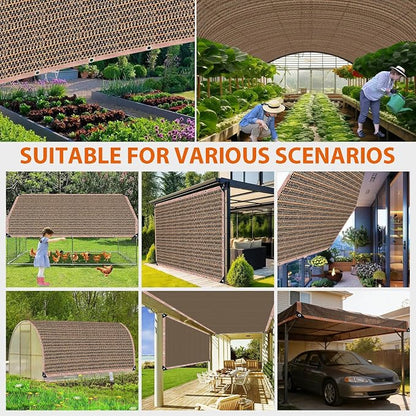 90% Sun Shade Cloth with Grommets, 10 x 12 FT Pergola Replacement Shade Cover Canopy Privacy Screen for Outdoor Patio Garden, Mocha