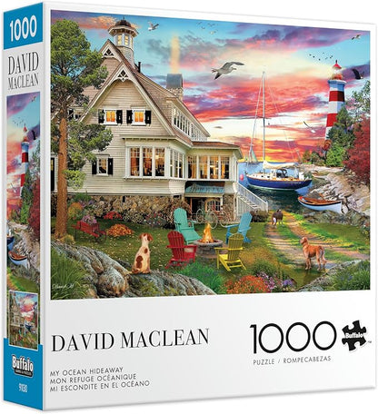 Buffalo Games – 1000 Piece David Maclean My Ocean Hideaway Jigsaw Puzzle Colorful Puzzle for Adults – Precision-Cut Pieces, Beautiful Artwork, and Hours of Relaxing Fun
