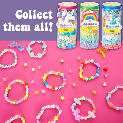 Creativity for Kids Rainbow Bead Jar Jewelry Making Kit: Makes 40+ Friendship Bracelets, DIY Crafts for Girls, Great Summer Activities for Kids (Ages 6+)
