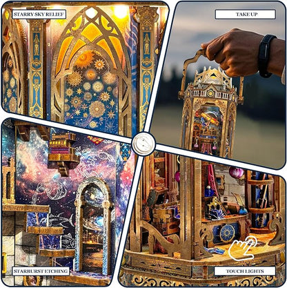 3D Wooden Puzzles for Adults Mechanical Rotation Model Kit DIY Stress-Relief Toy Building Kits for Teens, DIY Crafts/Hobbies/Gifts for Men/Woman - The Lantern of Gaiaxy