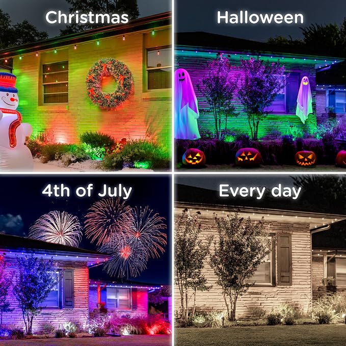 Enbrighten Vibe Eternity Garden Lights, 33ft, 8 RGBWIC LEDs, Waterproof, Uplights, Outdoor Landscape Lighting, Home Exterior Spotlight, Smart App, Works with Alexa, Google Home, 83789