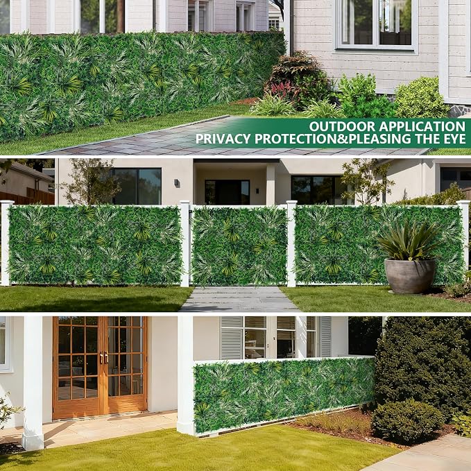 Grooy 20"X20" Grass Wall, 12PCS Boxwood Panels UV-Protected Faux Grass Backdrop Wall,Greenery Privacy Hedge Screen for Outdoor Garden Patio, Indoor Party Balcony Fence Decor