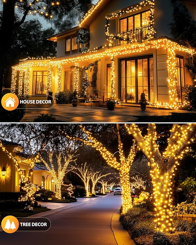 Brightown Solar String Light for Outside, 50Ft 120 LED Solar Lights Outdoor Waterproof, Solar String Lights Outdoor with 8 Modes, for Outside Garden Tree Party Decor(Warm White)