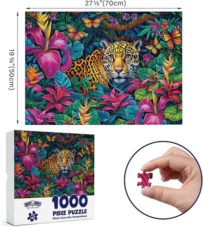 BenBen Puzzles for Adults 1000 Pieces, Jungle Leopard, Challenging Jigsaw Puzzle for Game Night Home Décor (27.5” x 19.7”)