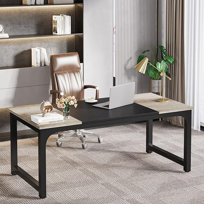 70.8 Inch X-Large Executive Computer office desk, Grey+Black
