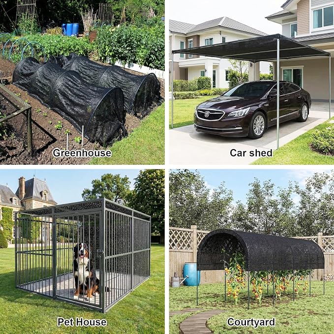 Artpuch 70% Black Garden Shade Cloth Roll for Plants, Sun Shade Cover Fabric Roll with UV Block Shades Netting Mesh Privacy Fence Screen for Greenhouse, Backyard, Patio, 6' x 100 FT