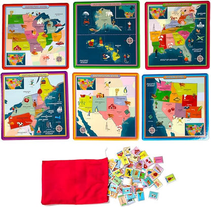 eeBoo: USA Geography Bingo for Kids for Ages 5+, A Fun Kids Learning Game that Teaches About the USA and Improves Memory
