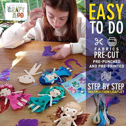 Fairy Elves Sewing Kit for Kids, Fun and Educational Fairytale Craft Set for Boys and Girls Age 7-12, Sew Your Own Felt Fairy Craft Kit for Beginners (Garden Rainbow Fairies Kit)