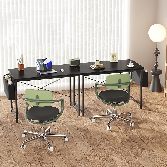 OLIXIS Computer Desk, 44 Inch Gaming Desks for Home Office Small Spaces | Writing Study Craft Work Table, Computer Workstation for Bedroom with Storage Bag, Black