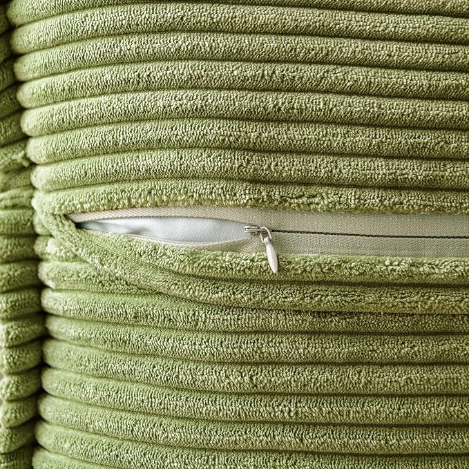 MIULEE Spring Decorative Throw Pillow Covers for Couch Bed Livingroom 18x18 Inch Set of 2 Green Boho Accent Throw Pllows Broadside Striped Patchwork Soft Corduroy Summer Pillowcases