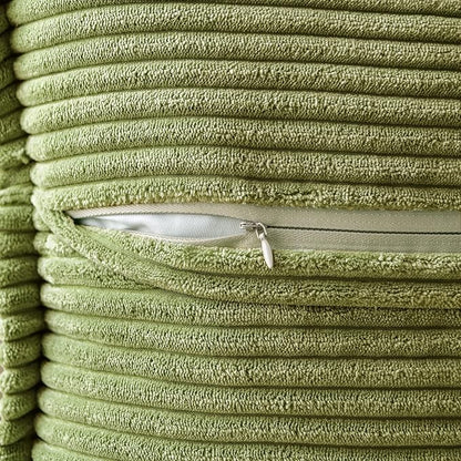 MIULEE Spring Decorative Throw Pillow Covers for Couch Bed Livingroom 18x18 Inch Set of 2 Green Boho Accent Throw Pllows Broadside Striped Patchwork Soft Corduroy Summer Pillowcases