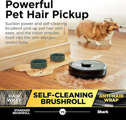 Shark Matrix Plus 2in1 Robot Vacuum & Mop with Sonic Mopping, Matrix Clean, Home Mapping, HEPA Bagless Self Empty Base, CleanEdge, for Pet Hair, Wifi, Black/Silver (RV2610WA)