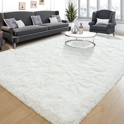 Tepook Super Soft Fluffy Rugs for Bedroom, Shag 5x7 Area Rugs for Living Room, Modern Shaggy Rug Fuzzy Carpets for Kids, Plush Indoor Nursery Home Decor Rug with Non-Slip Bottom, Cream White