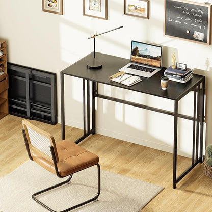 40" Folding Computer Desk No Assembly Needed Foldable Table for Small Space | Small Folding Table for Home Office, Study, Writing, Gaming, Compact RV Living, Camping, Sturdy and Easy Carry, Versatile