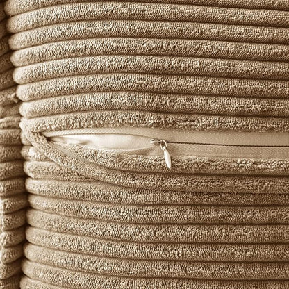 MIULEE Decorative Throw Pillow Covers for Couch Bed Livingroom 18x18 Inch Set of 2 Khaki Boho Accent Throw Pllows Broadside Striped Patchwork Soft Corduroy Pillowcases