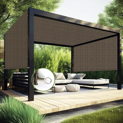 Shade&Beyond 4' W × 8' L Pergola Shade Cover Mocha Pergola Cover Canopy Replacement Shade Cloth for Garden, Patio, Deck, Porch with Grommets and Rods(Make Custom Size)