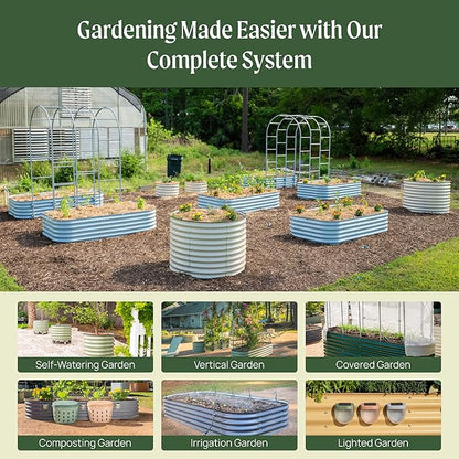 32" Extra Tall Raised Garden Bed Kits, 2 x 8 x 2.7ft Raised Planter Box Outdoor, 3.5 x 6.5 x 2.7ft Deep Root 9 in 1 Modular Metal Raised Beds for Gardening Vegetables Flowers Fruits -Terra Cotta