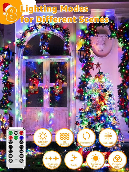 BrightChristmas 500 LED 164 FT Christmas Lights, Waterproof Outdoor String Lights with Remote and Timer, Christmas Tree Lights with 8 Modes Dimmable, Fairy Lights for Holiday Decor (Multicolor)