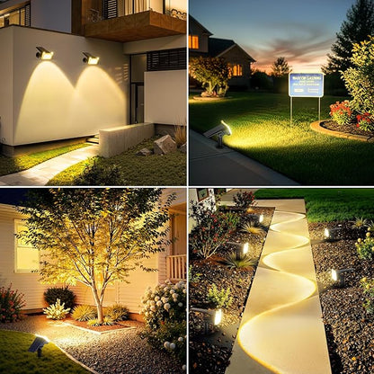 WdtPro Solar Spot Lights Outdoor Waterproof, Bright Solar Lights Outdoor with 16 Extra-Large LEDs, 3 Modes Landscape Spotlights, 2-in-1 Solar Powered Light for Yard Flag Garden, 2 Pack, Warm White