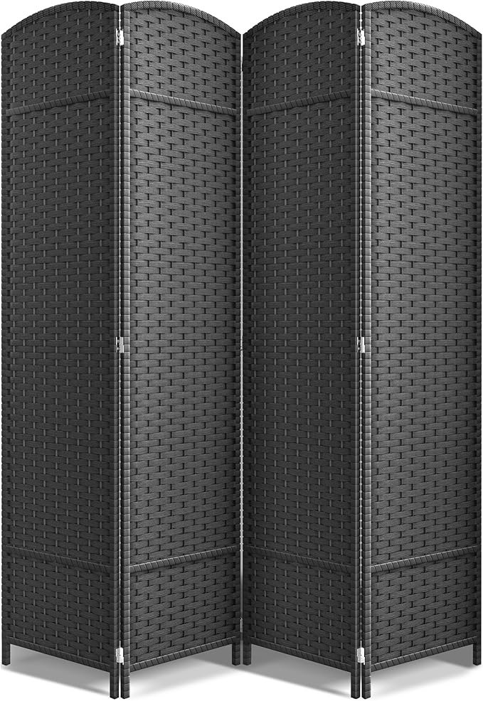 Sorbus 4 Panel Room Divider 6 ft. Tall - Privacy Screen, Extra Wide Double Hinged Panels, Mesh Hand-Woven Design, Partition Room Dividers and Folding Privacy Screens, Wall Divider for Room Separation