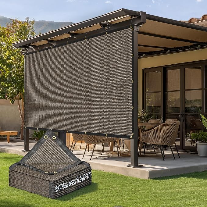 90% Sun Shade Cloth, Kesfitt 6x12FT Garden Shade Cover with Reinforced Grommets, Mesh Tarp Sun Privacy Screen for Greenhouse, Plant, Pergola, and Backyard Patio Sunshade