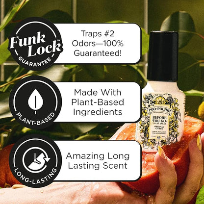 Poo-Pourri Before-you-Go Toilet Spray Bundle, Original Citrus 2 Fl Oz and Original Citrus 1 Fl Oz Pocket Travel Size - Lemon, Bergamot and Lemongrass