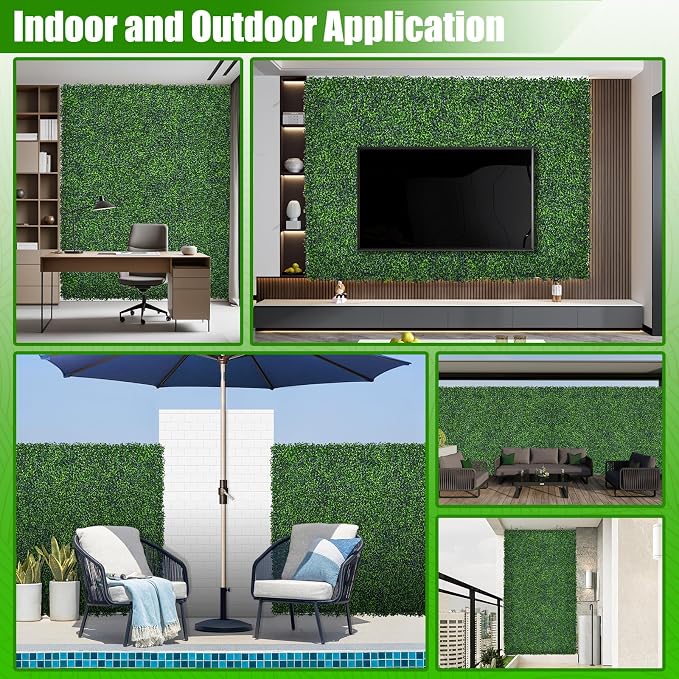 Artificial Boxwood Roll,48x140in(47 sqft) UV-Anti Faux Ivy Grass Wall Backdrop for Balcony Privacy, Fake Grennery Wall Decor for Garden, Patio, Backyard