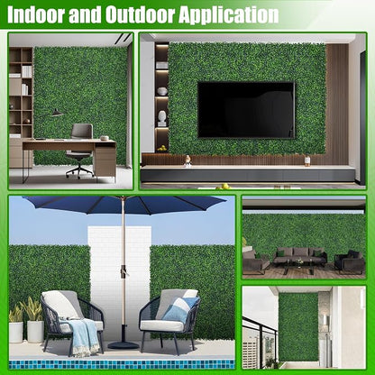 Artificial Boxwood Roll,48x140in(47 sqft) UV-Anti Faux Ivy Grass Wall Backdrop for Balcony Privacy, Fake Grennery Wall Decor for Garden, Patio, Backyard