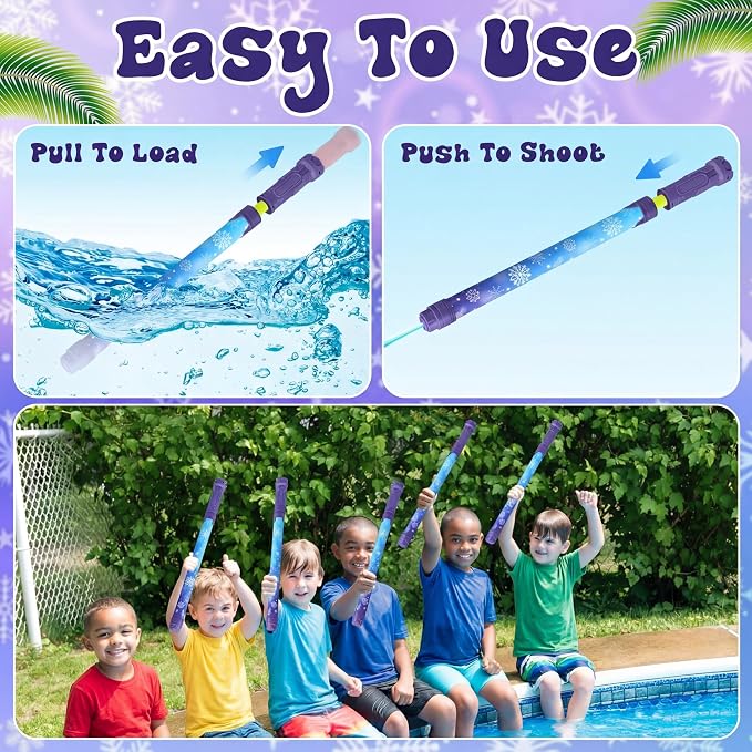 Halloscume 12 Pack Snowflake Water Blaster 15.75 in Snowflake Water Shooter Blasters Gun Party Favors for Kids Summer Outdoor Swimming Pool Backyard Beach Summer Games